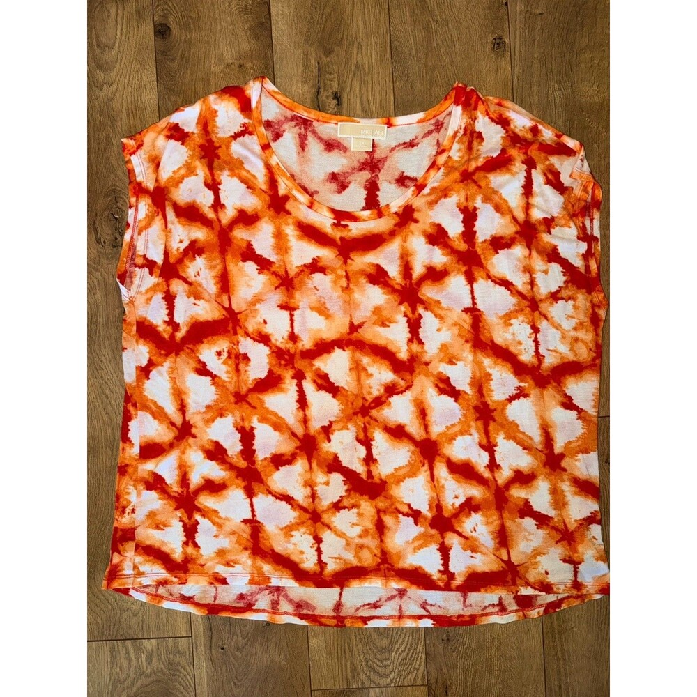 Michael Michael Kors Women's Orange Scoop Neck Logo T-Shirt 2X Modal
